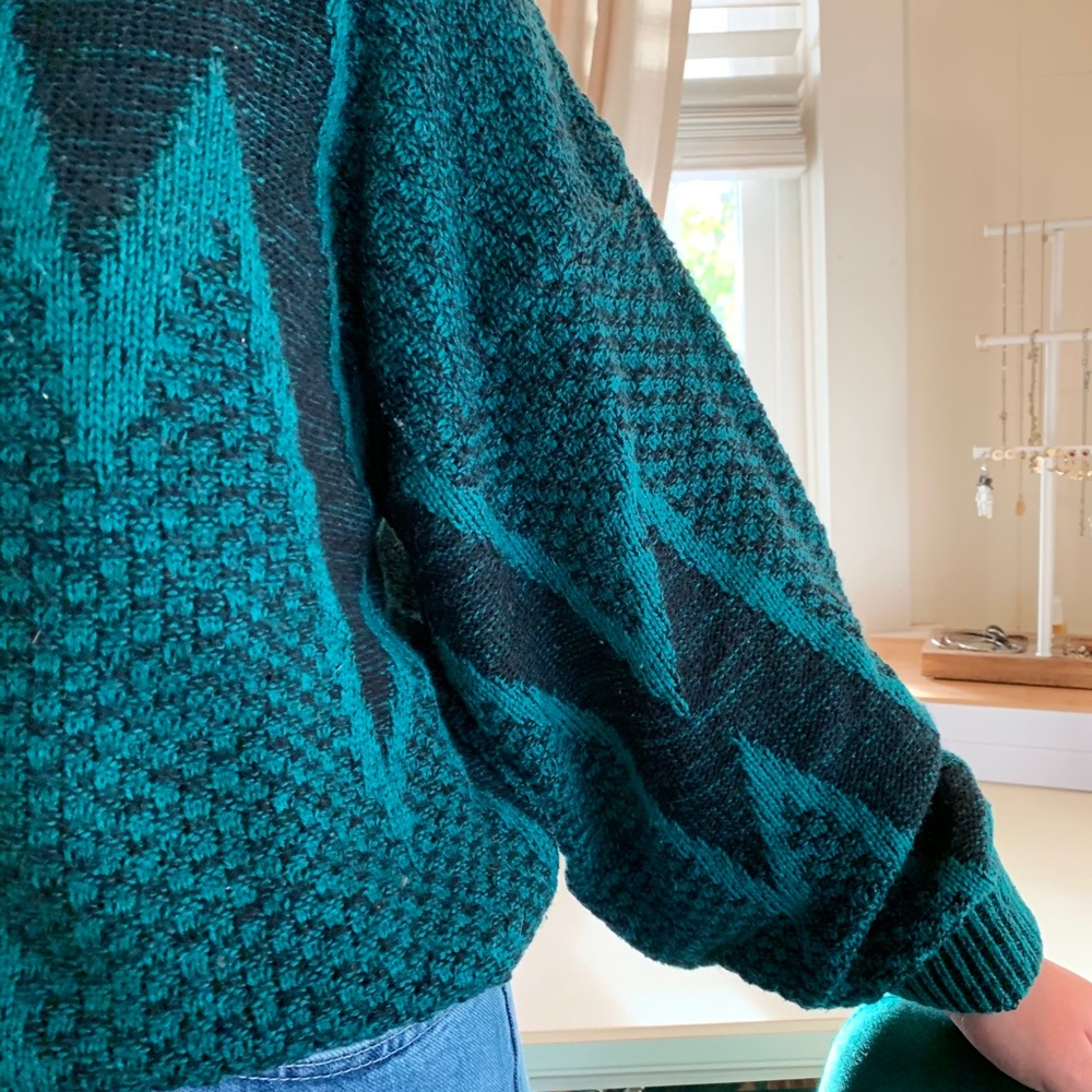 Teal & black sweater